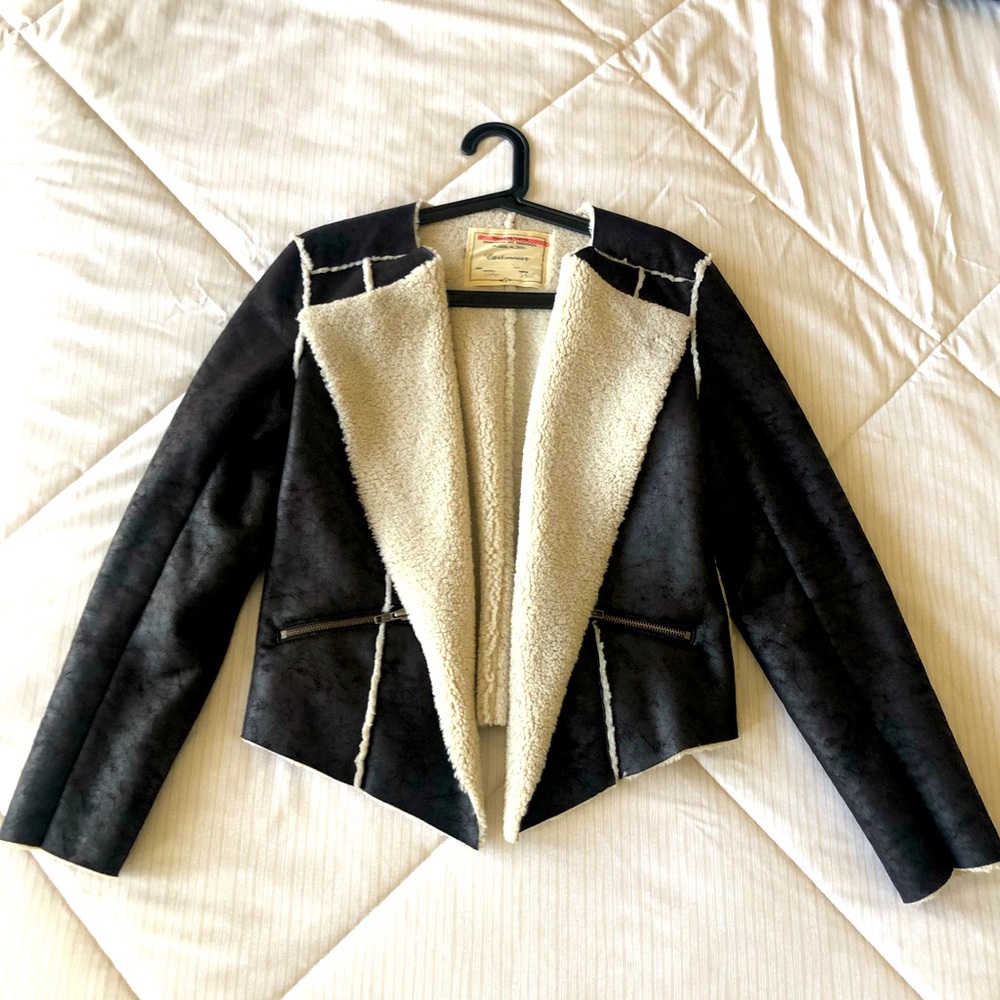 Anthropologie Suede Fleece Jacket